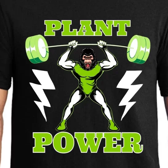 Funny Food Plant Power Vegan Bodybuilder Veggie Foodie Pun Gift Pajama Set