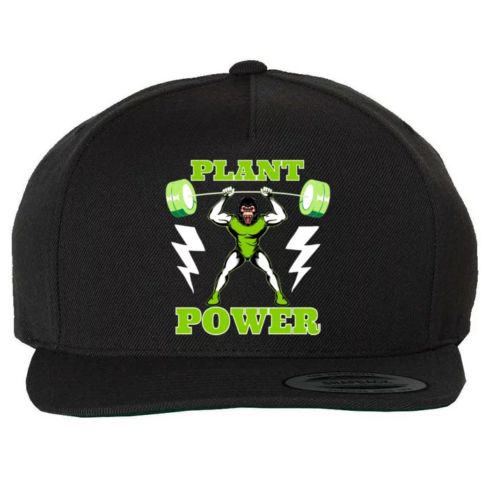 Funny Food Plant Power Vegan Bodybuilder Veggie Foodie Pun Gift Wool Snapback Cap