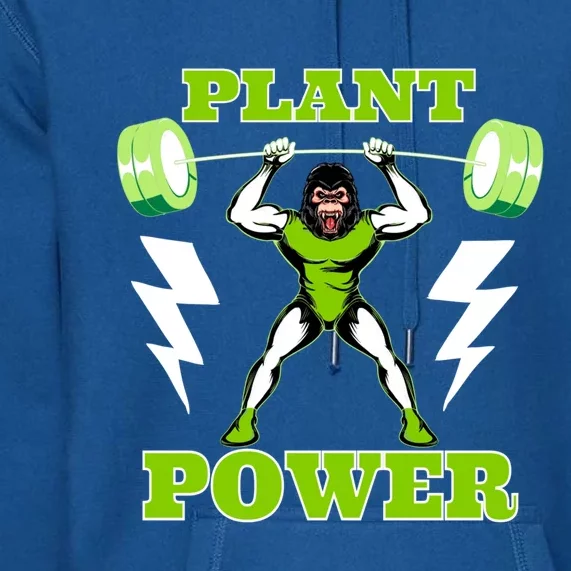 Funny Food Plant Power Vegan Bodybuilder Veggie Foodie Pun Gift Premium Hoodie