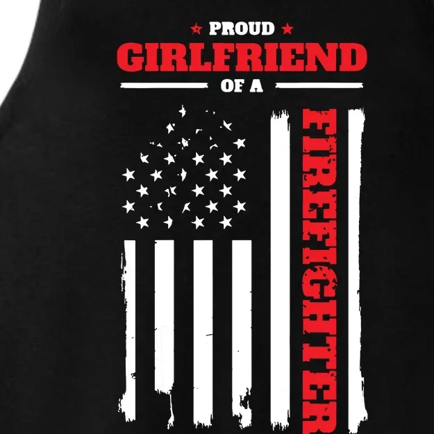 Firefighter Family Proud Girlfriend Ladies Tri-Blend Wicking Tank