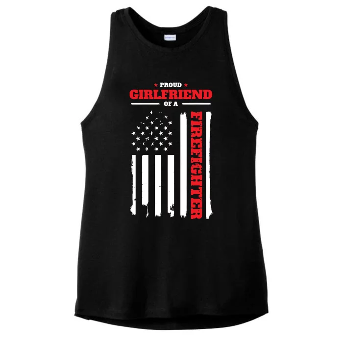 Firefighter Family Proud Girlfriend Ladies Tri-Blend Wicking Tank