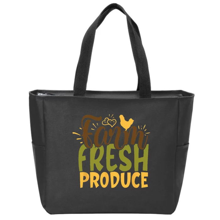 Farm Fresh Produce Funny Retro Vintage Farming Farmer Zip Tote Bag