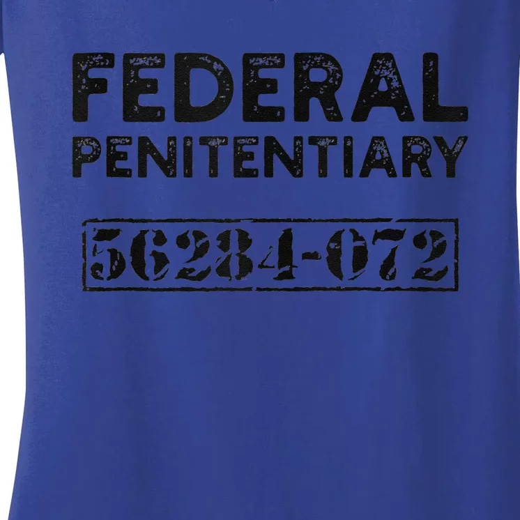 Fun Federal Prison Inmate Prisoner Number Halloween Costume Women's V-Neck T-Shirt