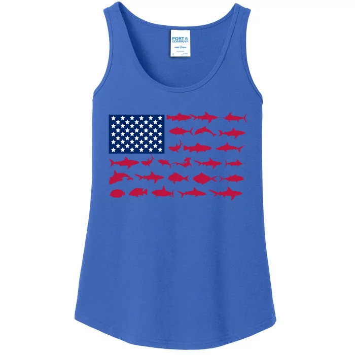 Funny Fishing Proud To Be American Gift Ladies Essential Tank