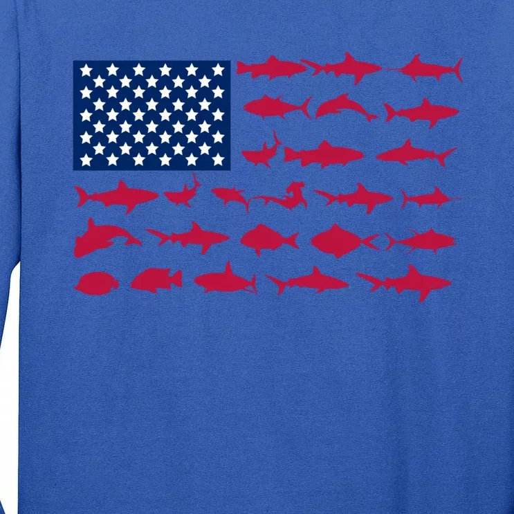 Funny Fishing Proud To Be American Gift Tall Long Sleeve T-Shirt