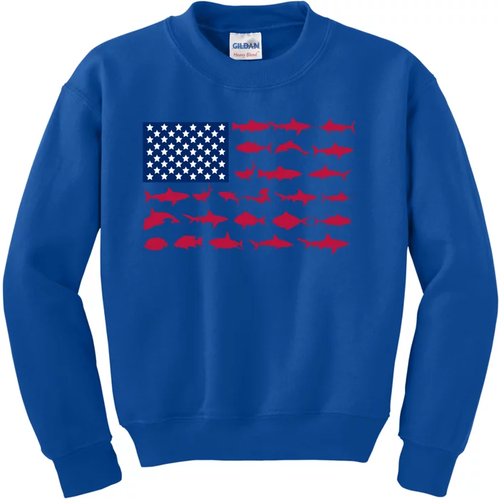 Funny Fishing Proud To Be American Gift Kids Sweatshirt