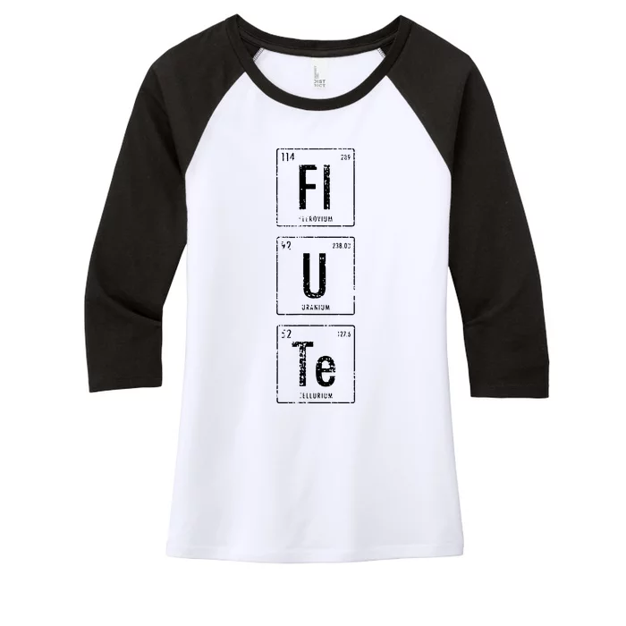 Funny Flute Player Elements Women's Tri-Blend 3/4-Sleeve Raglan Shirt