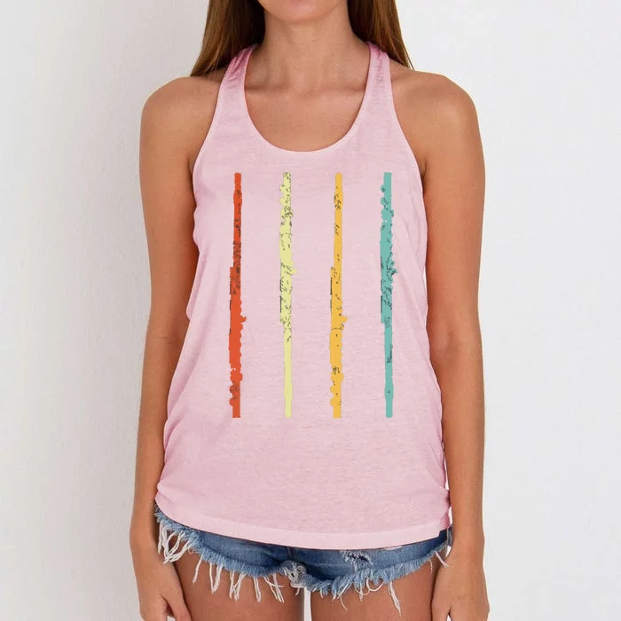 Funny Flute Player Flutist Retro Women's Knotted Racerback Tank