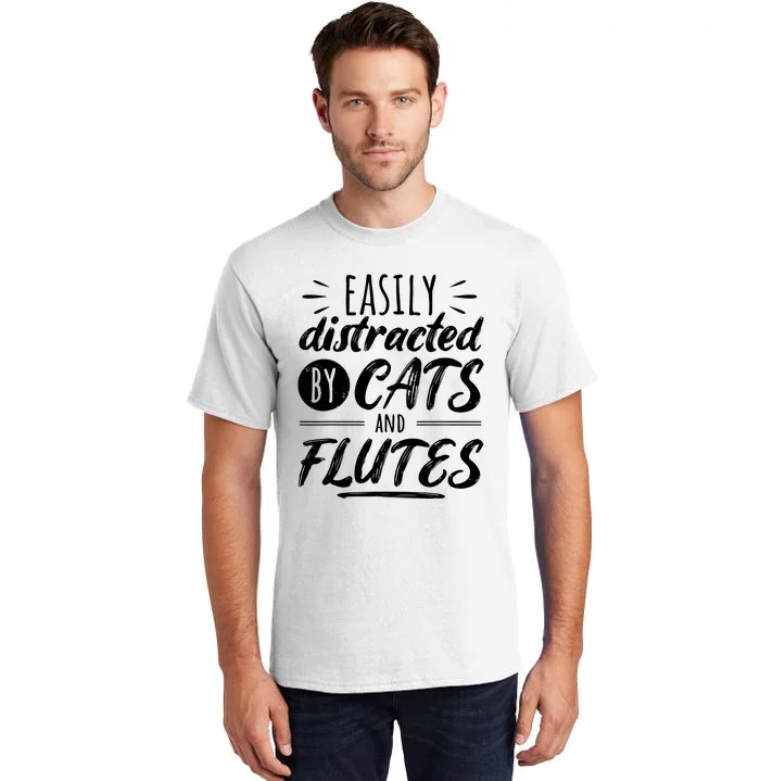 Funny Flute Player Saying Cat Owner I Cats And Flutes Tall T-Shirt