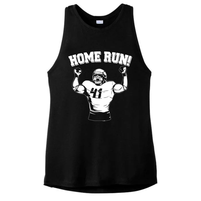 Funny Football Player Home Run Ladies Tri-Blend Wicking Tank