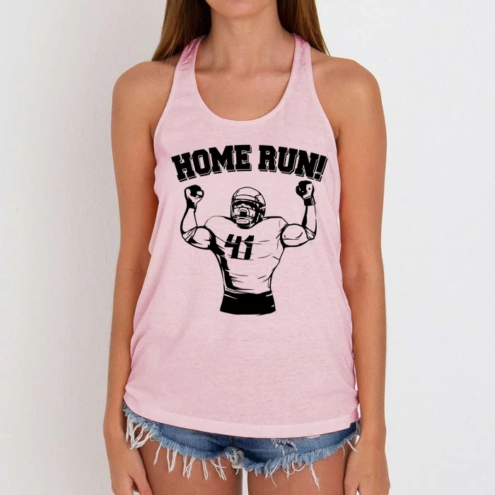 Funny Football Player Home Run Women's Knotted Racerback Tank