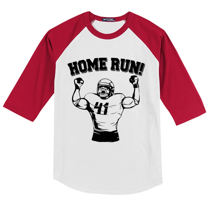 Funny Football Player Home Run Kids Colorblock Raglan Jersey