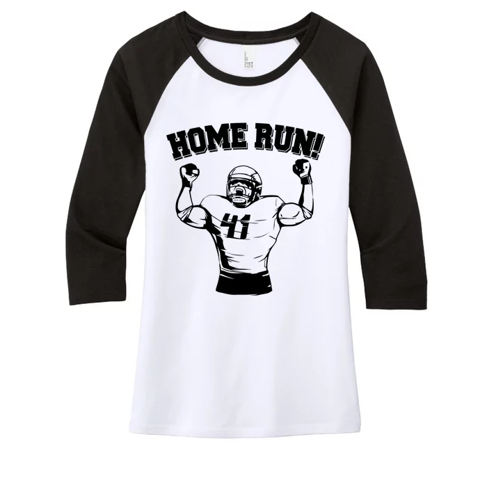 Funny Football Player Home Run Women's Tri-Blend 3/4-Sleeve Raglan Shirt