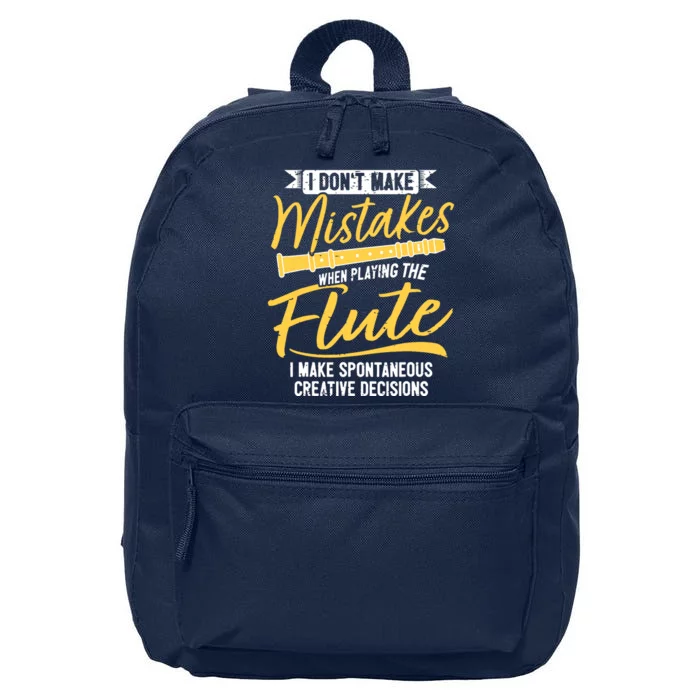 Funny Flute Player Saying Flutist I Creative Decisions 16 in Basic Backpack