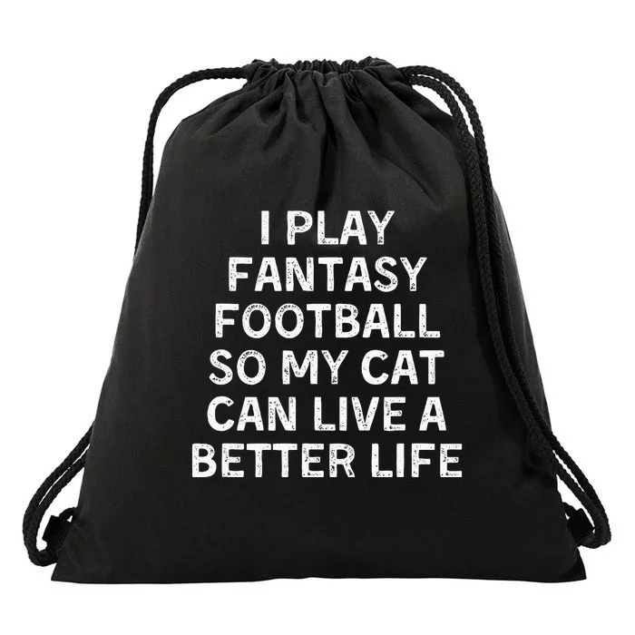 Fantasy Football Player Funny Cat Mom Dad Drawstring Bag