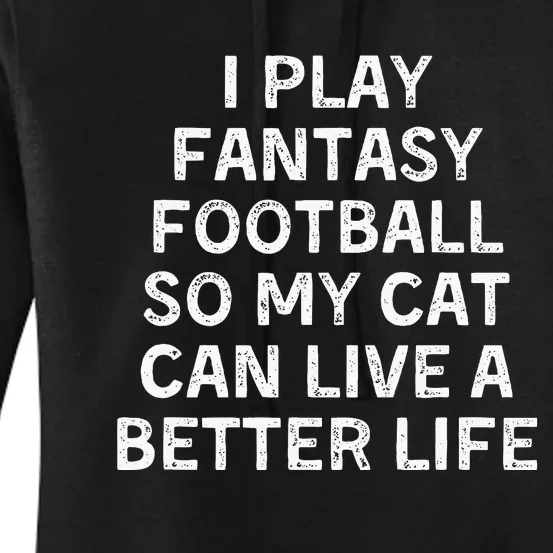 Fantasy Football Player Funny Cat Mom Dad Women's Pullover Hoodie