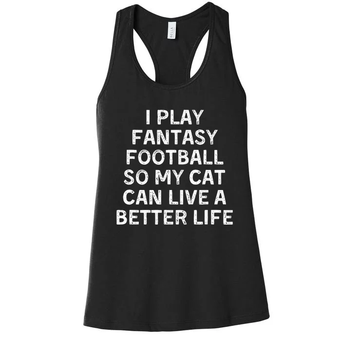 Fantasy Football Player Funny Cat Mom Dad Women's Racerback Tank