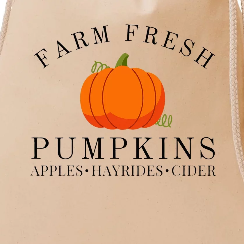 Farm Fresh Pumpkins Apples Hayrides Cider Thanksgiving Fall Drawstring Bag