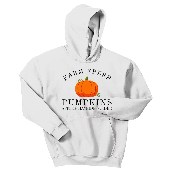 Farm Fresh Pumpkins Apples Hayrides Cider Thanksgiving Fall Kids Hoodie