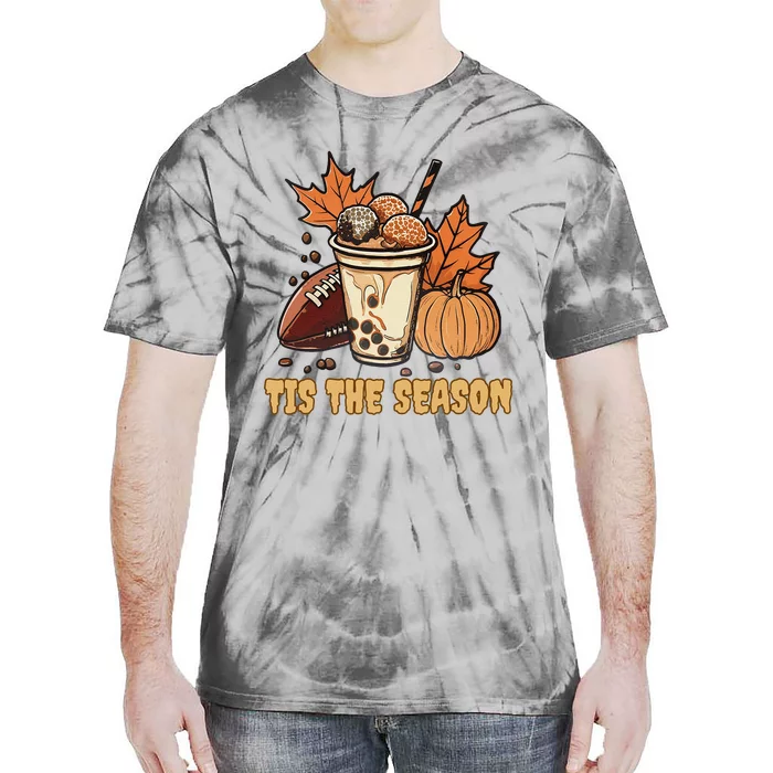 Fall Football Pumpkin Maple Leaf Thanksgiving Tie-Dye T-Shirt