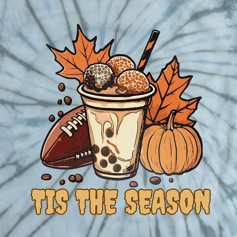 Fall Football Pumpkin Maple Leaf Thanksgiving Tie-Dye T-Shirt