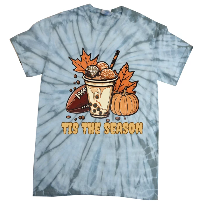 Fall Football Pumpkin Maple Leaf Thanksgiving Tie-Dye T-Shirt