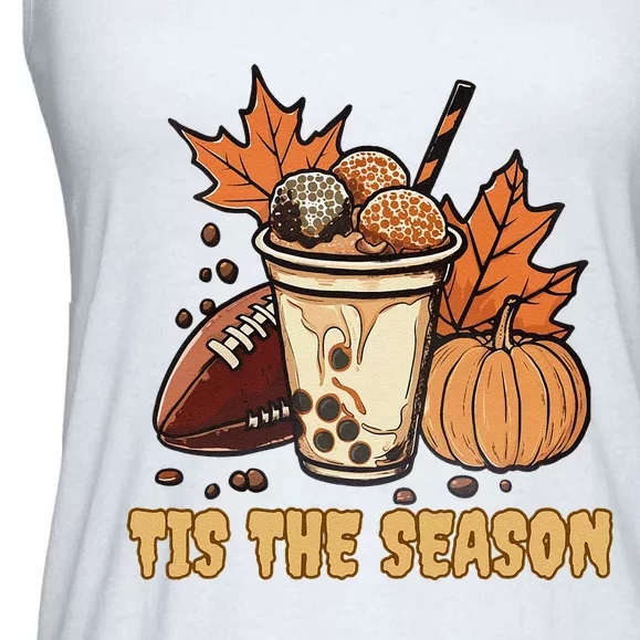 Fall Football Pumpkin Maple Leaf Thanksgiving Ladies Essential Flowy Tank