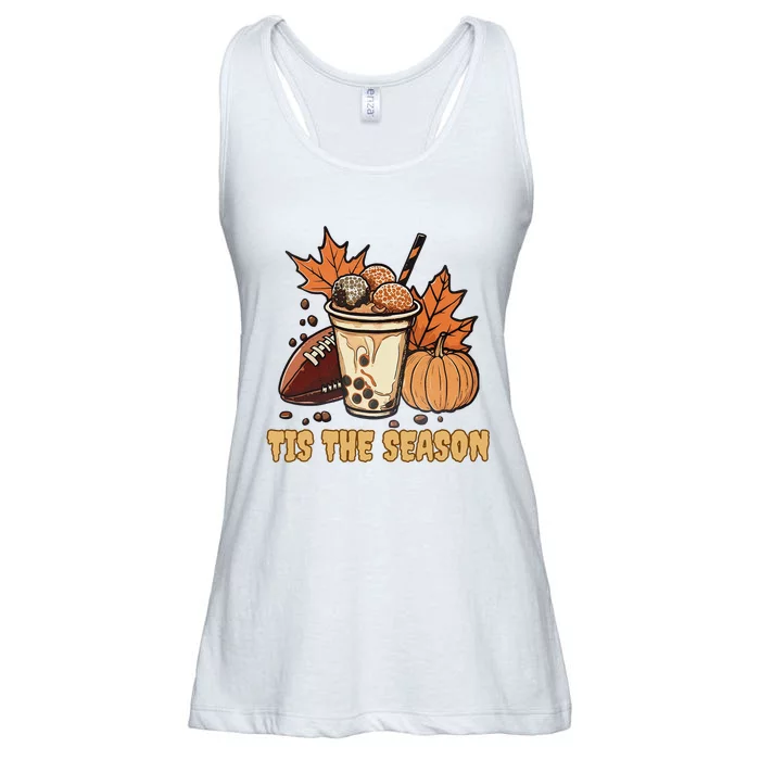 Fall Football Pumpkin Maple Leaf Thanksgiving Ladies Essential Flowy Tank