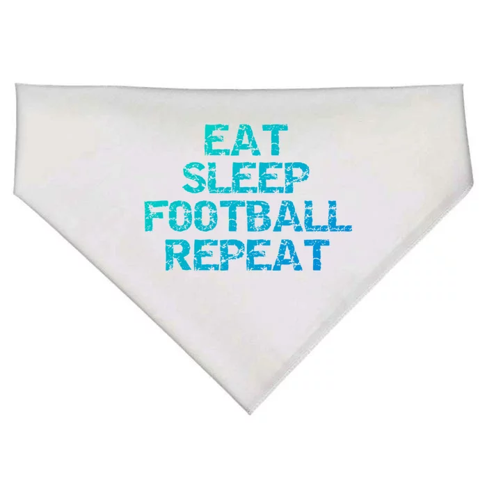 Funny Football Player Gift Eat Sleep Football Repeat Gift USA-Made Doggie Bandana