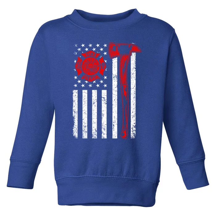 Firefighter Fire Patriotic Us American Flag Firefighting Gift Toddler Sweatshirt