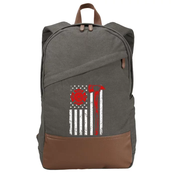 Firefighter Fire Patriotic Us American Flag Firefighting Gift Cotton Canvas Backpack