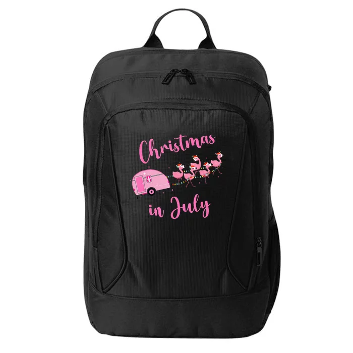 Funny Flamingo Pink Retro Camping Car Christmas In July City Backpack