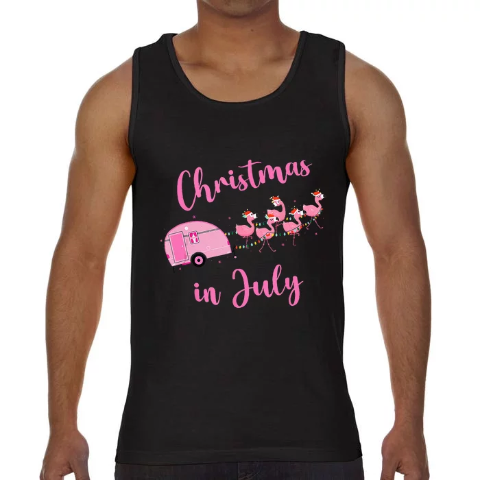 Funny Flamingo Pink Retro Camping Car Christmas In July Comfort Colors® Tank Top