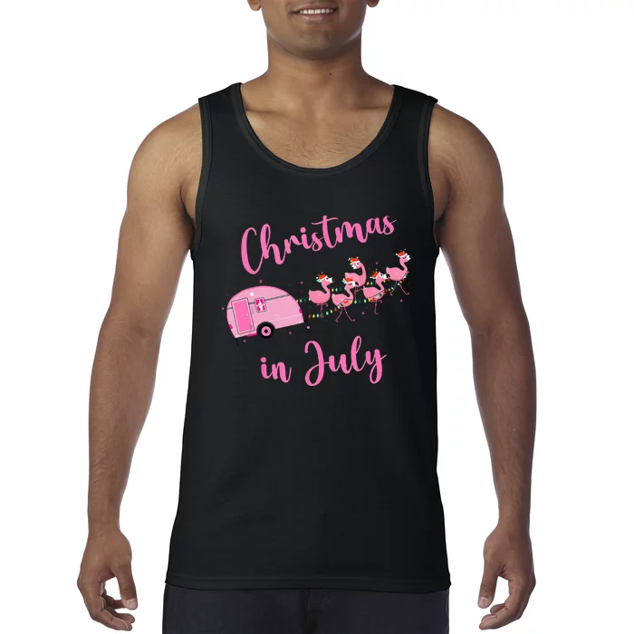 Funny Flamingo Pink Retro Camping Car Christmas In July Tank Top