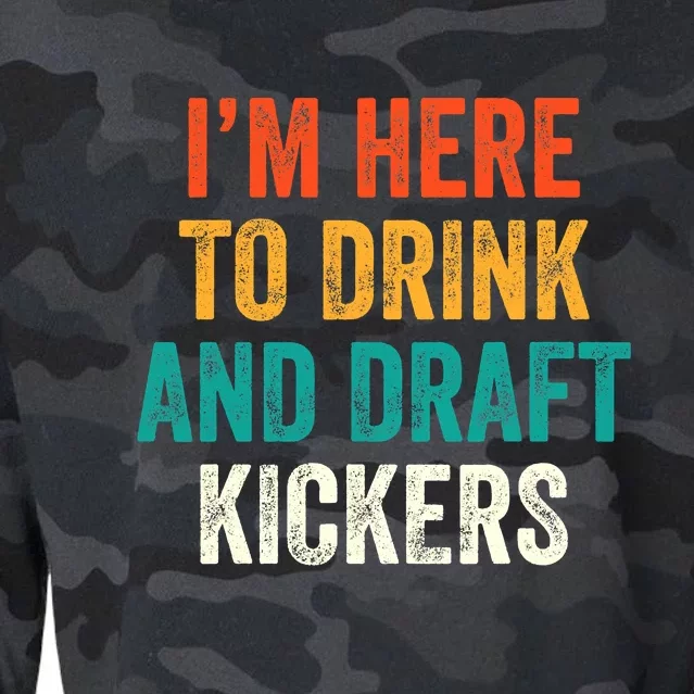 Fantasy Football Party Drink Draft Kickers Funny Sport Retro Cropped Pullover Crew