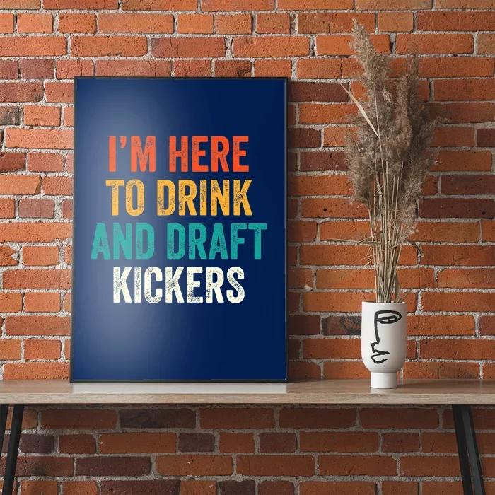 Fantasy Football Party Drink Draft Kickers Funny Sport Retro Poster