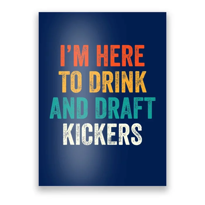 Fantasy Football Party Drink Draft Kickers Funny Sport Retro Poster