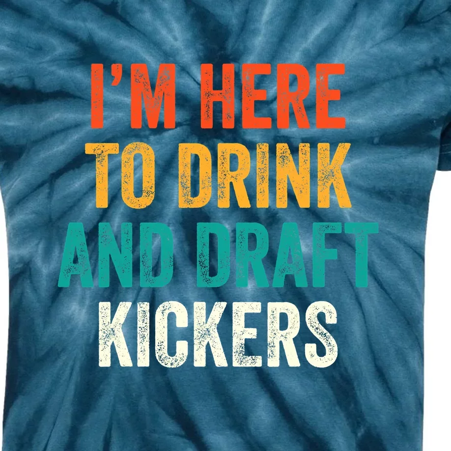 Fantasy Football Party Drink Draft Kickers Funny Sport Retro Kids Tie-Dye T-Shirt