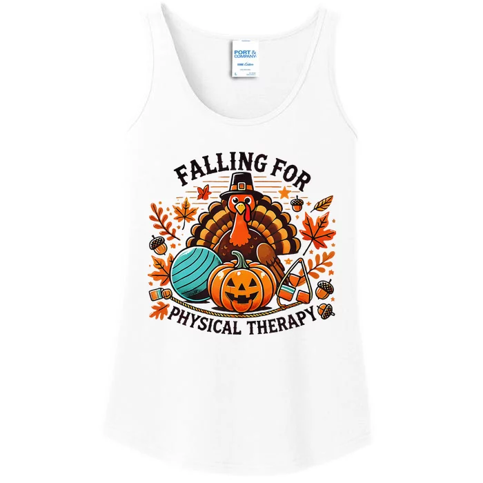 Falling For Physical Therapy Pt Pumpkin Fall Thanksgiving Ladies Essential Tank