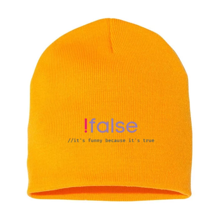 Funny False Programming Geek Programmer Humor JS Coder Short Acrylic Beanie