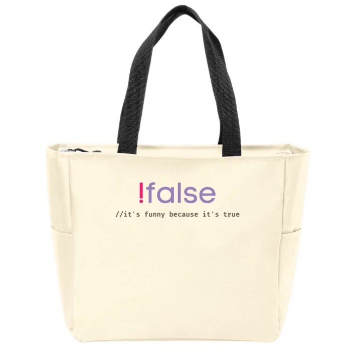 Funny False Programming Geek Programmer Humor JS Coder Zip Tote Bag