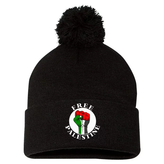 freepalestine free palestine Pom Pom 12in Knit Beanie