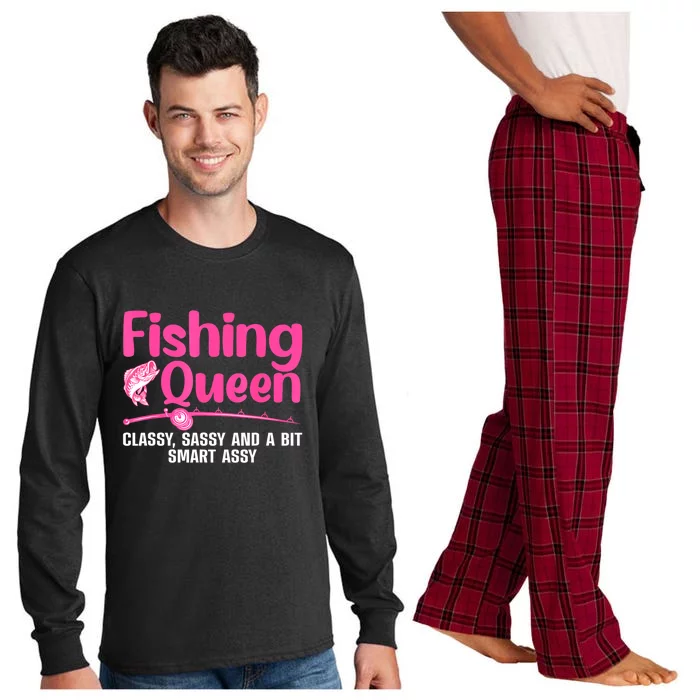 Funny Fishing Queen Ladies Fishing Lovers Gift Long Sleeve Pajama Set