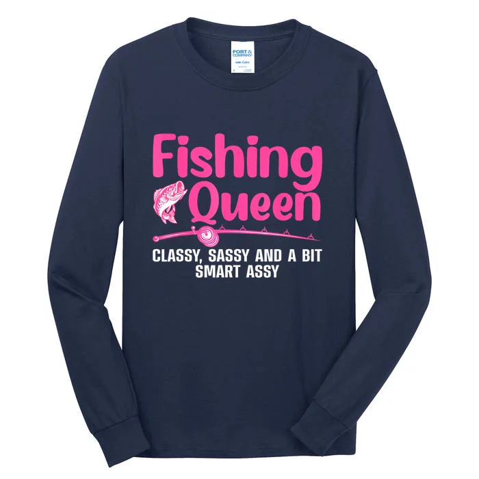 Funny Fishing Queen Ladies Fishing Lovers Gift Tall Long Sleeve T-Shirt