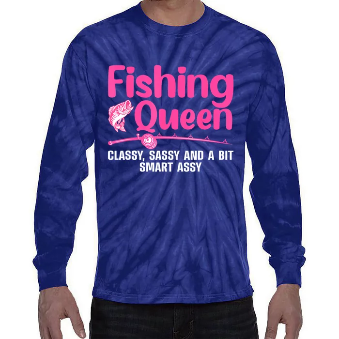 Funny Fishing Queen Ladies Fishing Lovers Gift Tie-Dye Long Sleeve Shirt