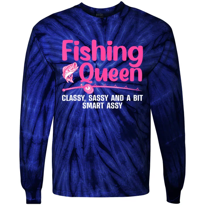 Funny Fishing Queen Ladies Fishing Lovers Gift Tie-Dye Long Sleeve Shirt