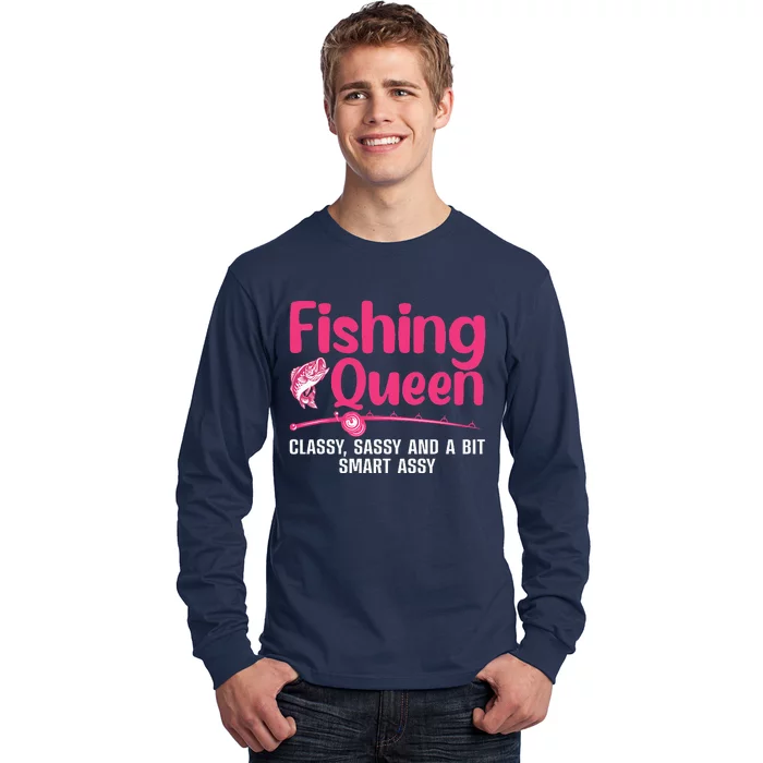 Funny Fishing Queen Design For Ladies Long Sleeve Shirt