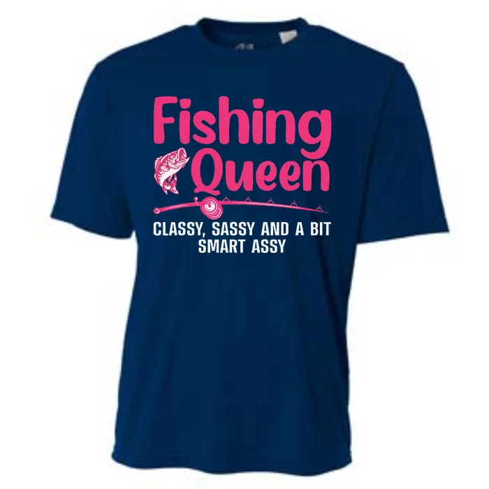 Funny Fishing Queen Design For Women Ladies Fishing Lovers Cooling Performance Crew T-Shirt