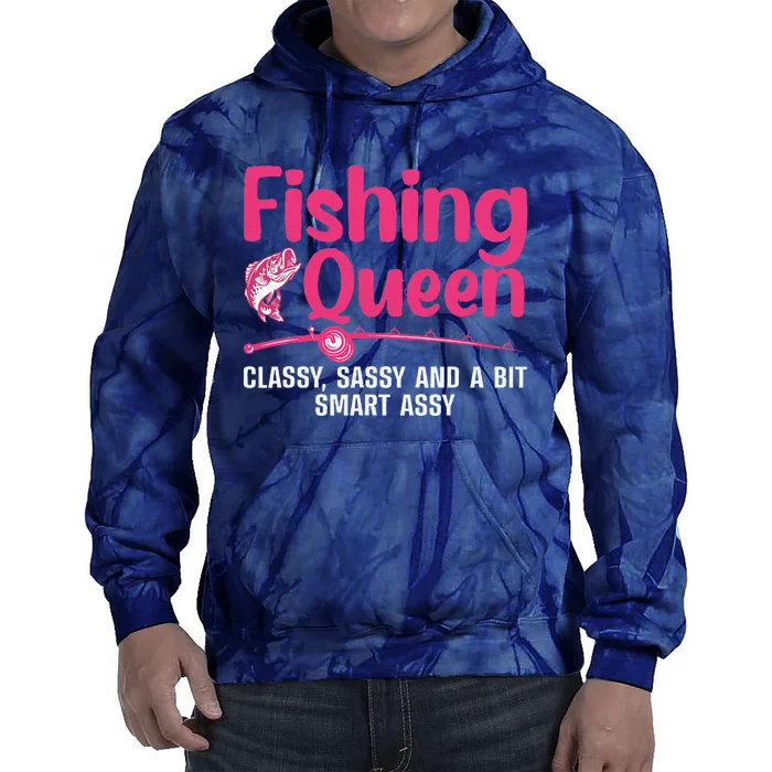 Funny Fishing Queen Design For Women Ladies Fishing Lovers Tie Dye Hoodie