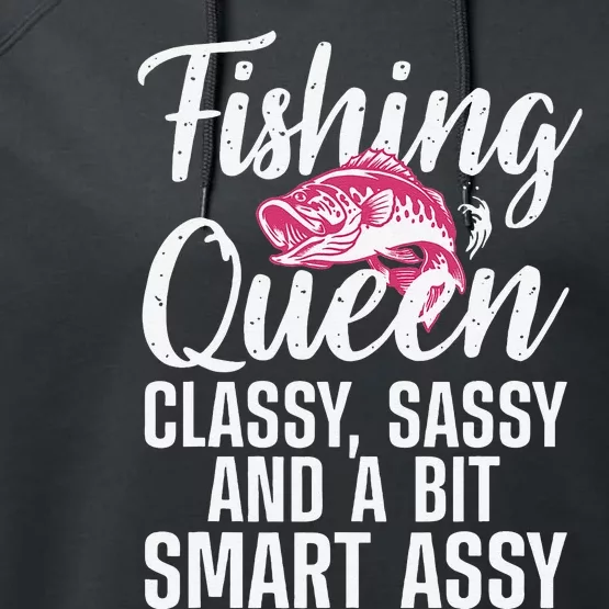 Funny Fishing Queen Design For Ladies Fishing Lovers Gift Performance Fleece Hoodie